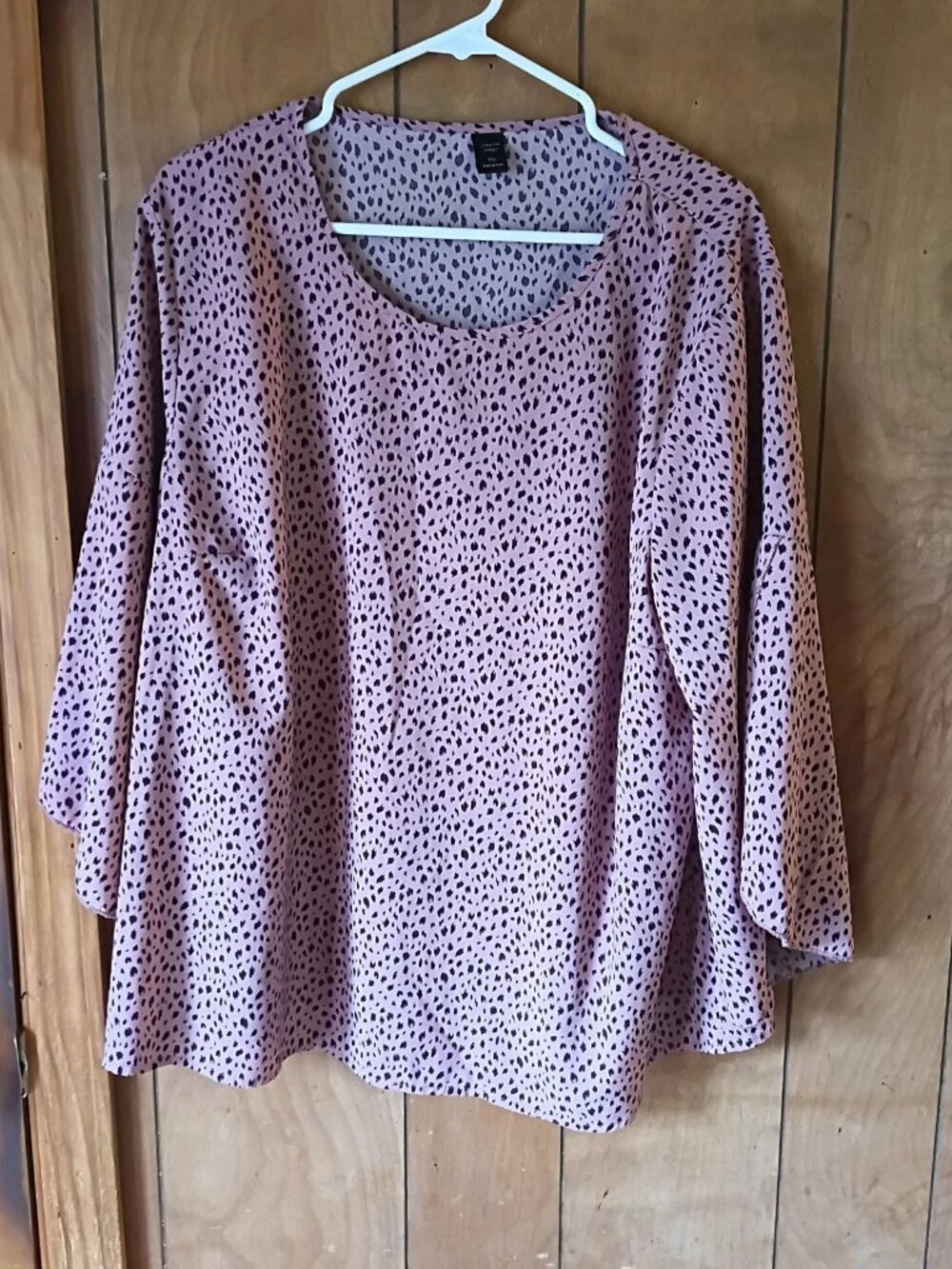 SHEIN Curve Women's 3X Pink Black Speckled Print Cotton Knit Top 3/4 Sleeve